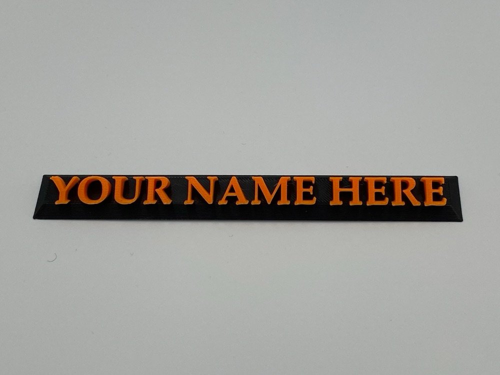 3D-printed desk name plate